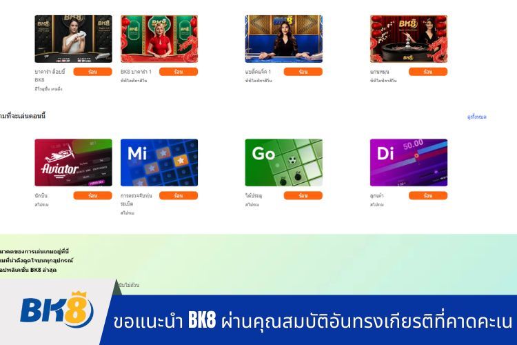 ขอแนะนำ BK8 ผ่านคุณสมบัติอันทรงเกียรติที่คาดคะเน